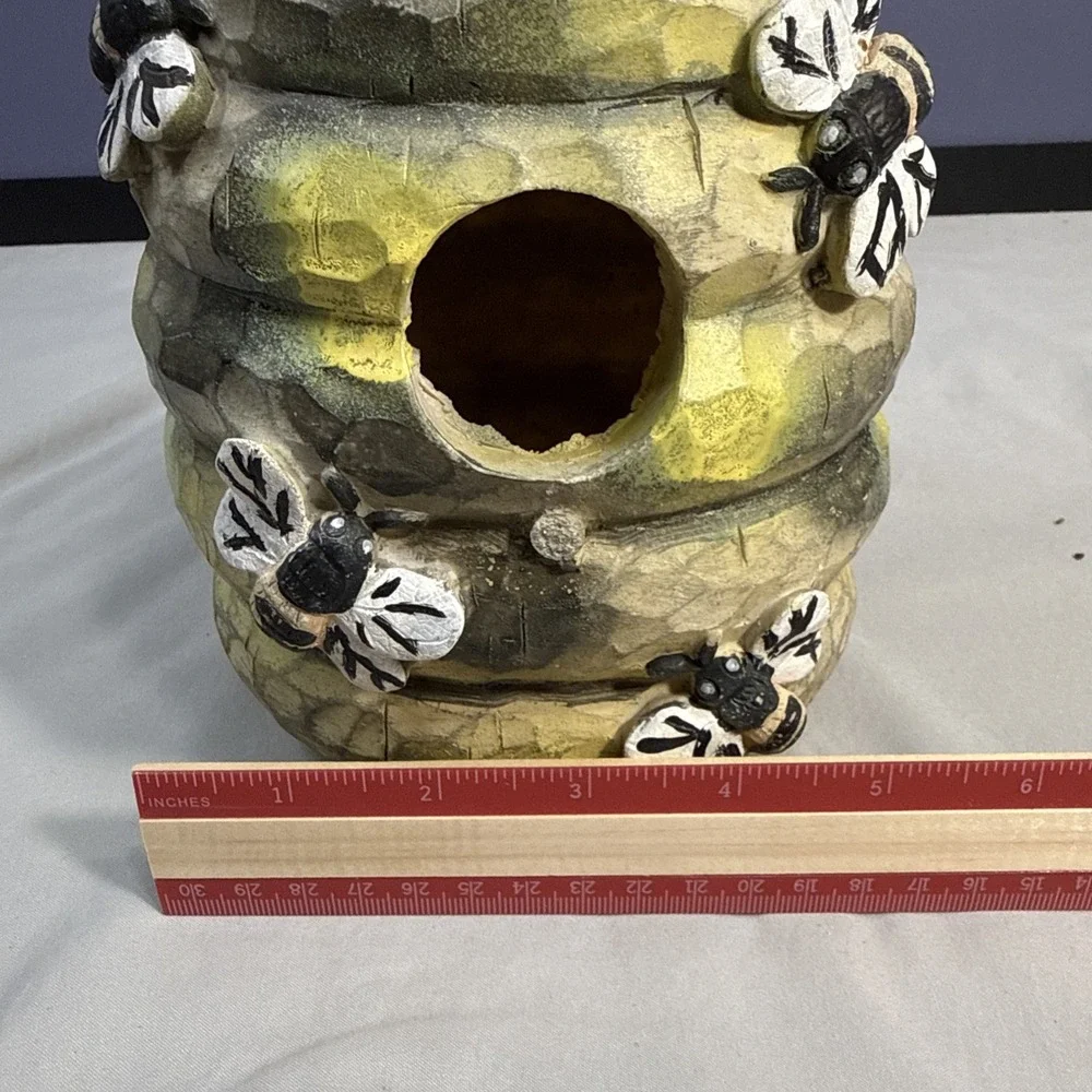 Decorative Beehive Resin Birdhouse with 3D Bees – 8.25